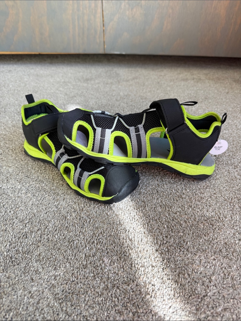 Sonoma Black and Neon Green Kids Sport Sandals